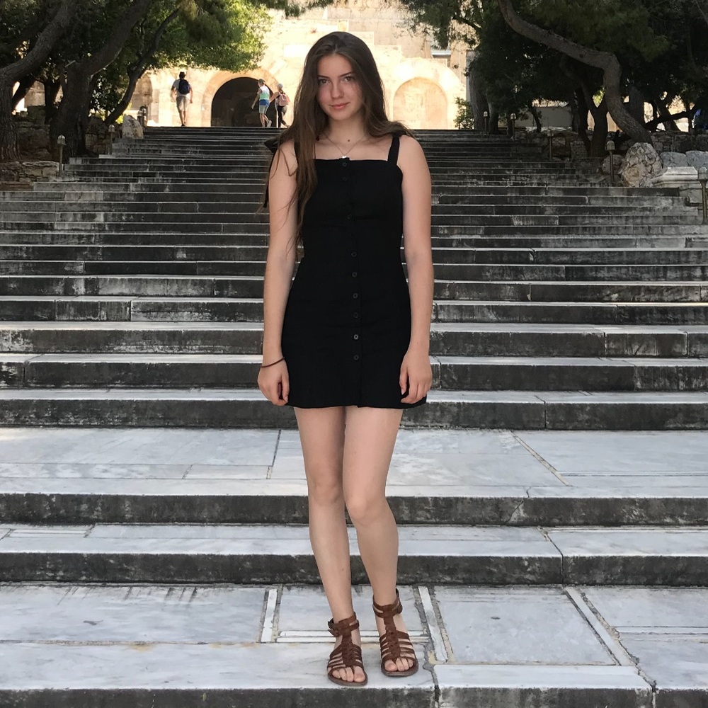 Black button up mini dress